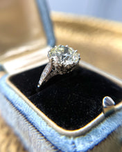 Vintage Art Deco 3.62 Carat Old European Cut Diamond Platinum Engagement Ring