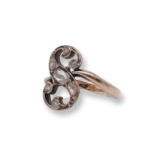 VICTORIAN ROSE CUT DIAMOND “S” RING