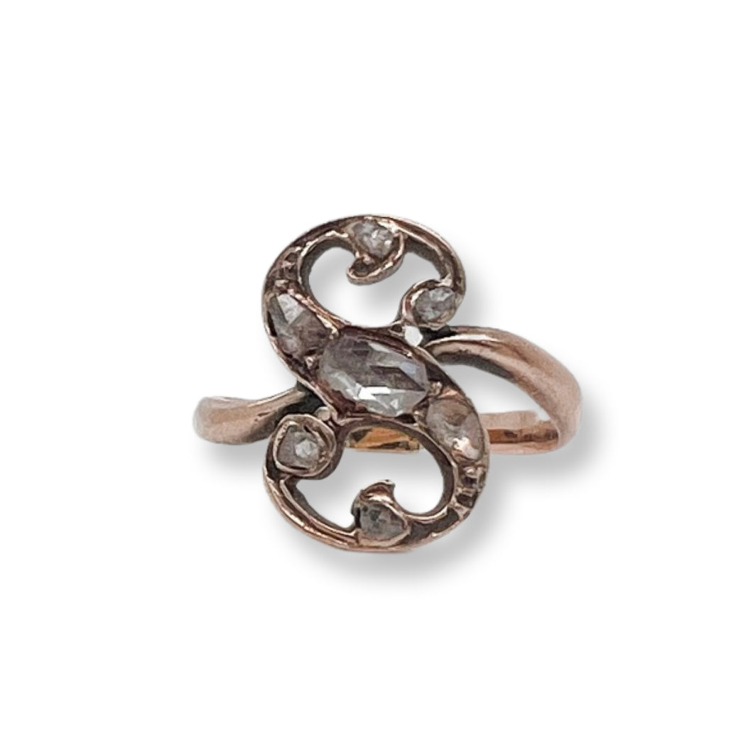 VICTORIAN ROSE CUT DIAMOND “S” RING