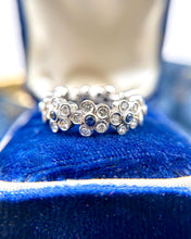 Platinum Sapphire & Diamond Flower Eternity Band Size 6.5
