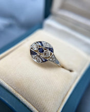 Vintage Dainty Art Deco Sapphire and Diamond Cocktail Ring