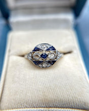 Vintage Dainty Art Deco Sapphire and Diamond Cocktail Ring