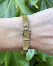 Vintage Retro Era Buckle Bracelet 14K Yellow & White Gold