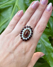 Vintage Garnet & Opal Cocktail Ring 14K Yellow Gold