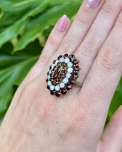 Vintage Garnet & Opal Cocktail Ring 14K Yellow Gold