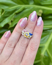 Vintage Enamel Flower Ring 14K Yellow Gold