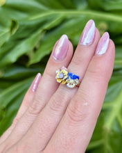 Vintage Enamel Flower Ring 14K Yellow Gold