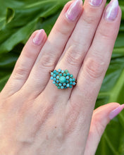 Vintage 10K Rose Gold Turquoise Cluster Ring