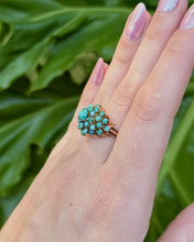 Vintage 10K Rose Gold Turquoise Cluster Ring