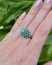 Vintage 10K Rose Gold Turquoise Cluster Ring