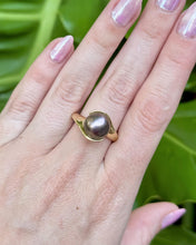 Vintage Black Pearl Solitaire Ring 14K Yellow Gold