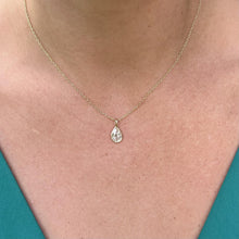 Vintage 1.37 Carat Antique Cut Pear Shape Diamond Necklace 14K Yellow Gold