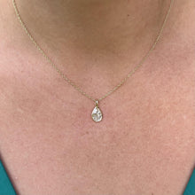 Vintage 1.37 Carat Antique Cut Pear Shape Diamond Necklace 14K Yellow Gold