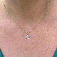 Vintage 1.37 Carat Antique Cut Pear Shape Diamond Necklace 14K Yellow Gold