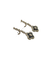 Art Deco Styled Diamond & Sapphire Drop Earrings