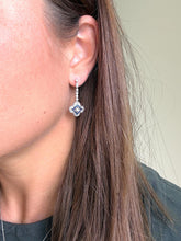 Art Deco Styled Diamond & Sapphire Drop Earrings