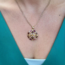Vintage Mixed Gemstone Necklace 14K Yellow Gold