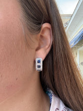 14K White Gold Diamond & Sapphire Earrings