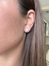 14K White Gold Pave Diamond Heart Earrings