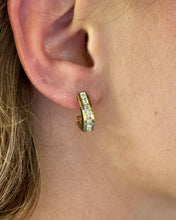 Vintage 14K Yellow Gold Diamond Huggie Earrings