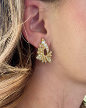 Vintage Retro Star Burst Style Cluster Earrings 14K Yellow Gold