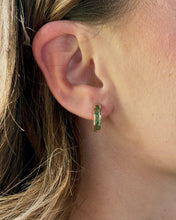 Vintage Emerald Hoop Earrings 14K Yellow Gold