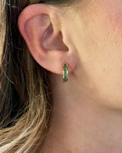 Vintage Emerald Hoop Earrings 14K Yellow Gold