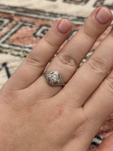 Art Deco Filigree Old European Cut Diamond Ring 18K White Gold