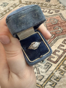 Dainty Vintage Diamond Ring 18K White Gold