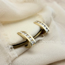 Vintage 14K Yellow Gold Diamond Huggie Earrings