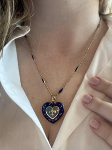 Vintage Faberge by Victor Mayor Enamel Heart Necklace