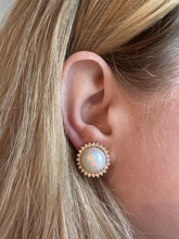 Mabe Pearl Diamond Halo Earrings 18K Yellow Gold