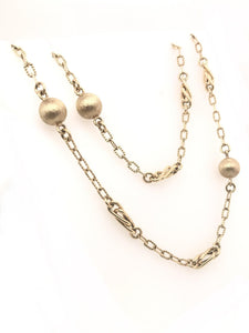 Unique Brushed Finished 32 Inch Gold Necklace