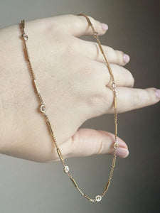 Vintage Yellow Gold Diamond By The Yard Necklace 1.37 Carats