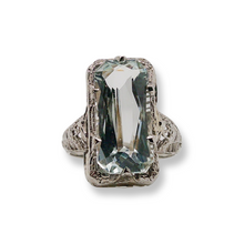 14K EDWARDIAN AQUAMARINE FILIGREE RING