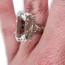 14K EDWARDIAN AQUAMARINE FILIGREE RING