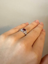 Platinum Art Deco Rhodolite Garnet & Diamond Solitaire Ring