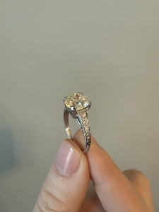 Art Deco 3.20 Carat Old European Cut Diamond Engagement Ring GIA