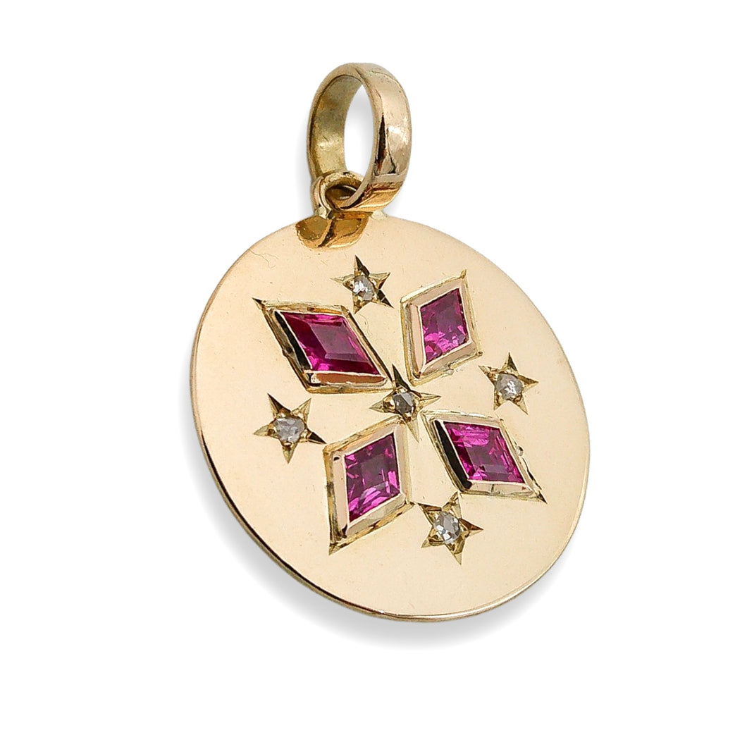 RETRO RUBY AND DIAMOND PENDANT