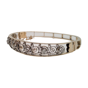 ART DECO 14K DIAMOND FILIGREE BANGLE