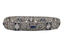 Art Deco Platinum Diamond & Sapphire Bracelet 5.5 Carats