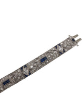 Art Deco Platinum Diamond & Sapphire Bracelet 5.5 Carats