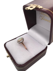 Victorian Era Rose Gold Opal & Diamond Cocktail Ring