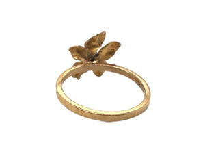 Vintage Enamel Flower Conversion Ring 10K Yellow Gold