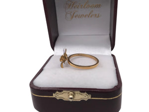 Vintage Enamel Flower Conversion Ring 10K Yellow Gold
