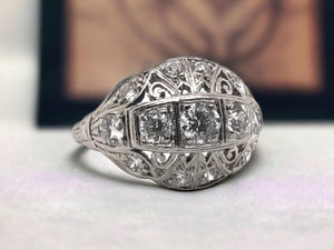 Edwardian Era Platinum 1.0CTW Diamond Cocktail Ring