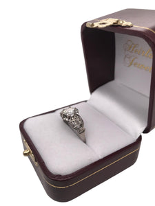 Retro Era 0.7 Carat 18K White Gold Old Mine Cut Engagement Ring