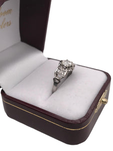 Retro Era 0.7 Carat 18K White Gold Old Mine Cut Engagement Ring