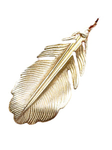 Contemporary Estate 14K Yellow Gold Feather Necklace 24 Inches