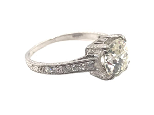 Edwardian Era Platinum 2.21 Carat Old Mine Cut Engagement Ring